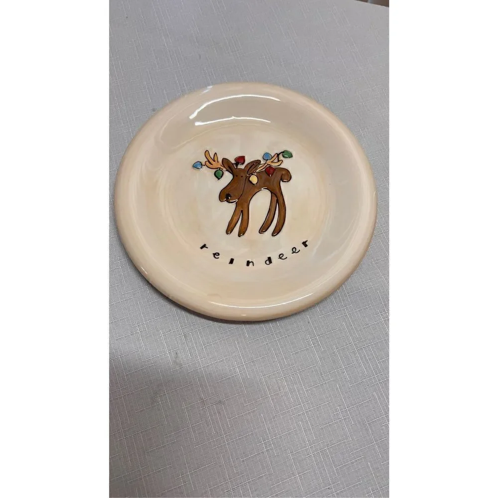 HAUSENWARE CHRISTMAS PLATES DISHES REINDEER & SNOWMAN